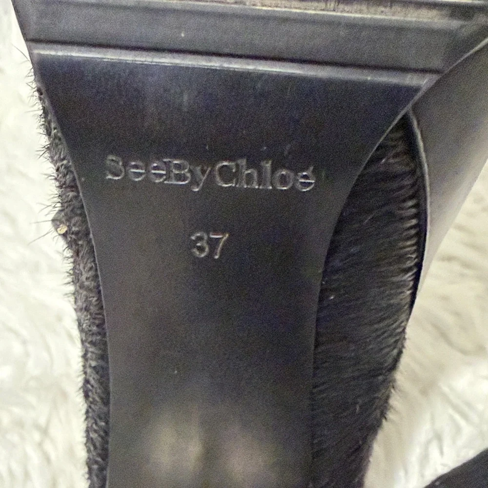 SEE By Chloe Black Ankle Boots with Goldtone Accents - Picture 6 of 13